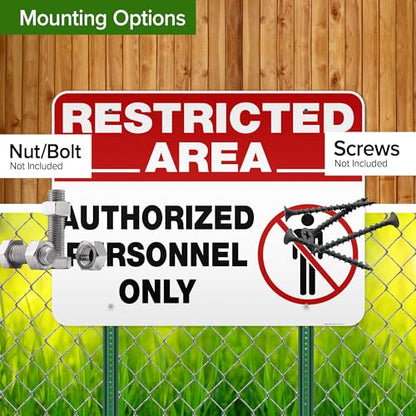 Restricted Area Authorized Personnel Only Sign, 36x48 Inches, Reflective, - size: 36x48 Reflective Aluminum