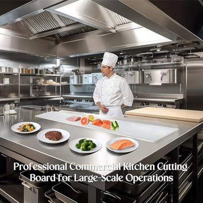Commercial Cutting Board, Plastic Poly Kitchen Board Dishwasher Safe, Heavy Duty Food Prep Surface for Restaurant Use (48"L x 11.75"W x 0.57"Th) - color: White, size: 48"L x 11.8"W