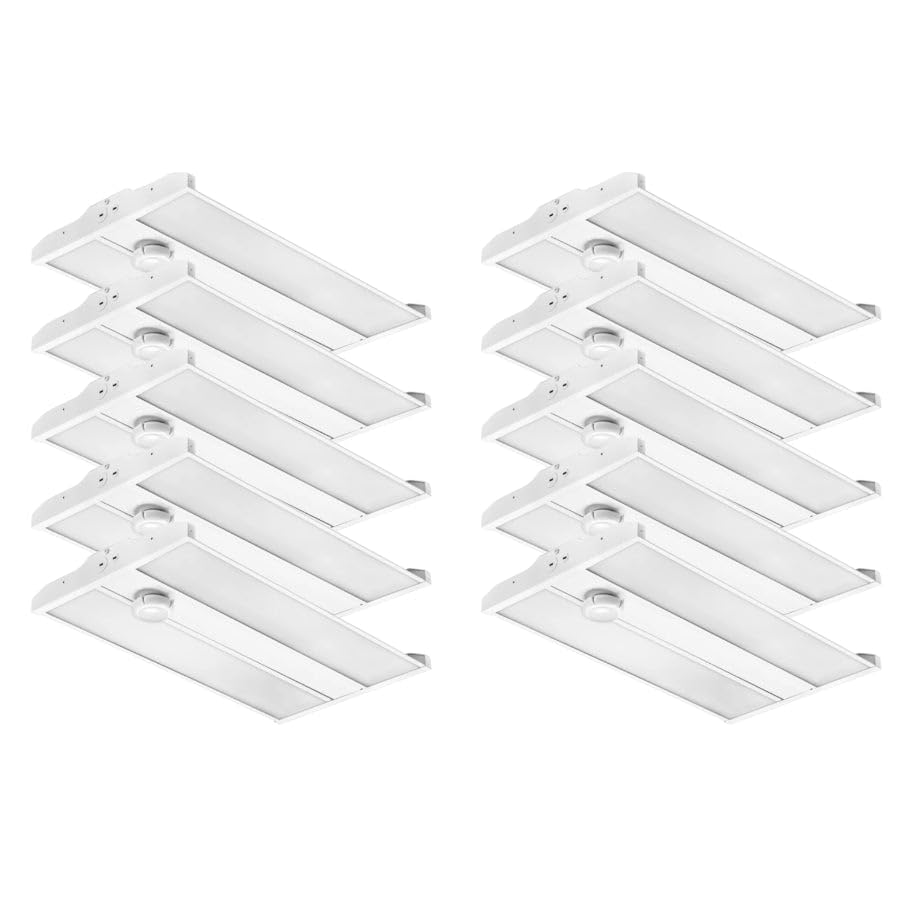 165W Linear LED High Bay Light with PIR Motion Sensor – 22,440 Lumens, 5000K Daylight, 400W Metal Halide Equivalent, UL Damp Rated, 120–277V, Suspended Mount, Warehouse & Industrial Lighting (10 Pack) - color: 10 Pack, size: 165W