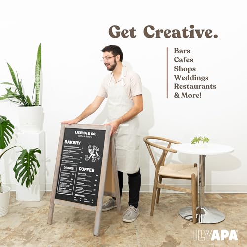 Ilyapa A Frame Chalk Board Easel Sign 40x20 in - Sandwich Signs Outdoor - color: Rustic Grey Wash