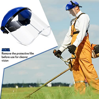 Amylove 2 Pcs Face Shield Helmet Full Impact Safety, Blue, Clear - color: Blue, Clear