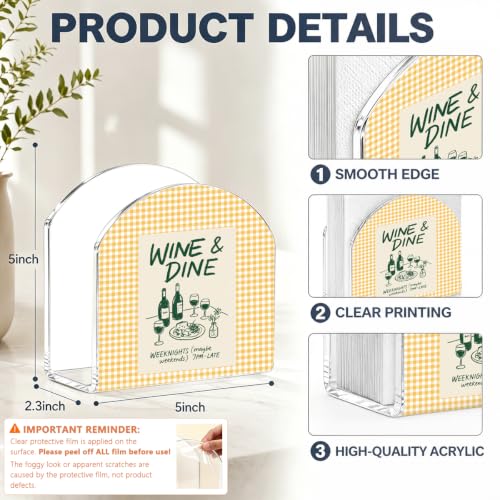 Wine Dine Wine Bottle Print Acrylic Napkin Holder for Wine Bar Table Decor - color: Wine Dine