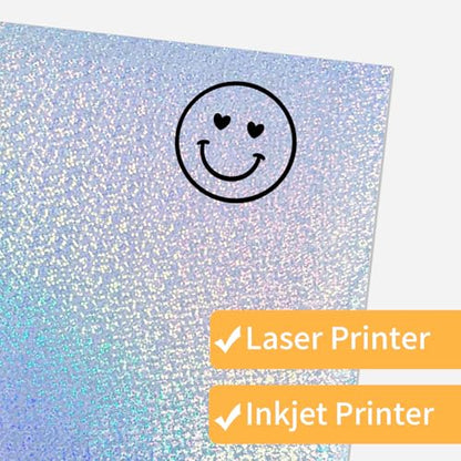 Printable Sticker Paper, Holographic Printable Stickers Paper, Laser/Inkjet Printing- Letter Size(8.5" x 11”- 20 Sheets) - color: Holographic-2, size: 8.5" x 11"