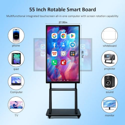 55" Smart Board, 4K UHD Electronic Interactive Board for Classroom
