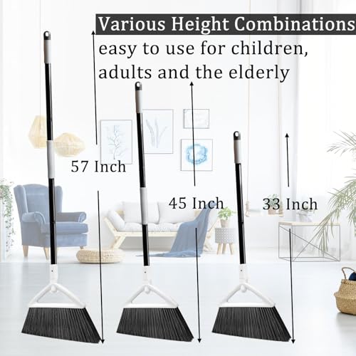 Heavy Duty White Angle Broom with Long Handle - 4 Pack - color: 4pack White