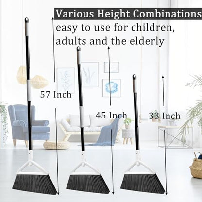 Heavy Duty White Angle Broom with Long Handle - 4 Pack - color: 4pack White