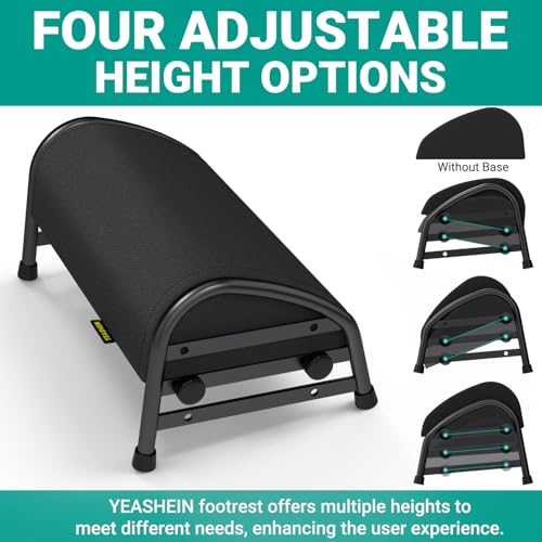YEASHEIN Adjustable Foot Rest for Under Desk at Work, Ergonomic Foot Stools - color: Black