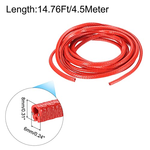 uxcell Edge Trim Red U Shape Edge Protector Rubber with Steel Clips Fits 1/64"-1/16" Edge 14.76Ft/4.5Meter Length Door Edge Guards - color: Red, size: 14.76 Ft