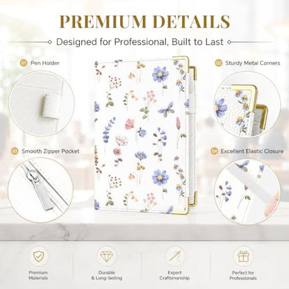 Server Book,7 Pocket Zipper Organizer,Server Books for Waitress - color: Floral2