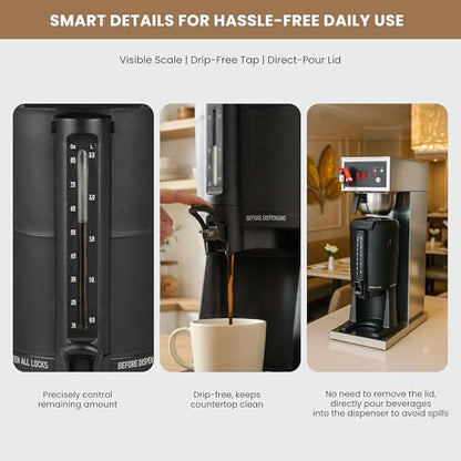2.5L Thermal Insulated Beverage Dispenser – 12H Hot/Cold, 304 SS, Multi-Drink (Coffee/Tea/Juice/Milk), Commercial, Visible Scale, Drip-Free Tap. Ideal for Hotels, Cafes, Offices, Buffets