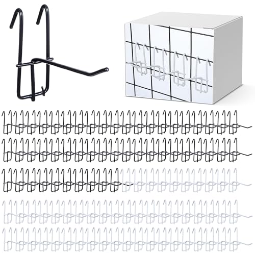 4 Inch Grid Wall Hooks, 100Pcs Heavy Duty Gridwall Panel Hooks Store Garage - color: White+Black