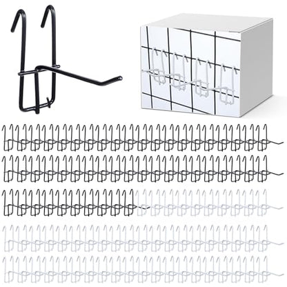 4 Inch Grid Wall Hooks, 100Pcs Heavy Duty Gridwall Panel Hooks Store Garage - color: White+Black