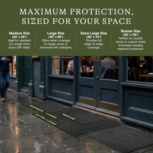 WaterHog Max Diamonds Front Door Mat Indoor Outdoor Entrance, All-Weather - color: Black Smoke, size: Runner 35"x118" (3’x10’)