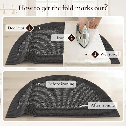 Dirt Trapper Door Mats 26" x 40", Non-Slip & Washable, Dark Grey - color: Dark Grey, size: 26" X 40" (Semicircular)