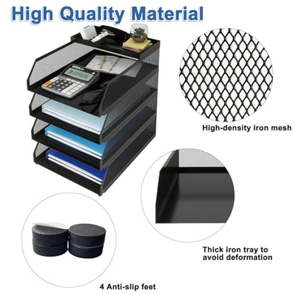 Natwind 4-Tier Stackable Metal Mesh Desk Paper Tray Organizer,Black - color: Black, size: 4 tier