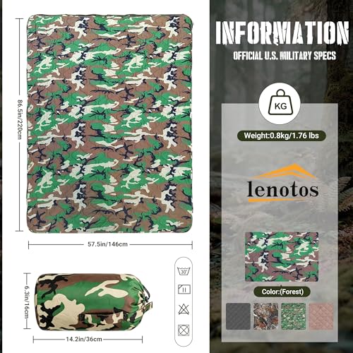 Lenotos Woobie Blanket, Thermal Insulated Military Poncho Liner, Water-Resistant, Portable, Insulation, for Hiking, Survival with Compression Carry Bag (Forest) - color: Forest