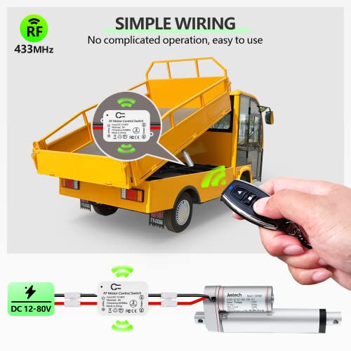 DieseRC Wireless DC Motor Remote Control Switch, DC 12V~80V 5A Relay Receiver Controller with 2 Transmitters, Radio Control Motor Move Forward and Reverse