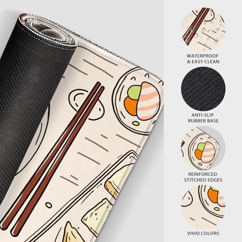 Japanese Ramen Large Mouse Pad Gaming Desk Mat XXL 31.5"x15.7" - color: Illustrated Food Pattern