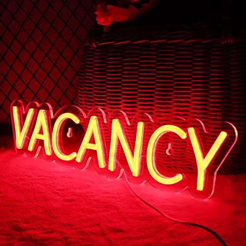 VACANCY Neon Signs for Wall Decor Neon Lights for Bedroom Led Business Signs Suitable for Hotels Christmas Birthday Party Gift Unique Gift for Lover, 5V Power Adapter, 16 * 3.7 Inch(Red) - color: VACANCY