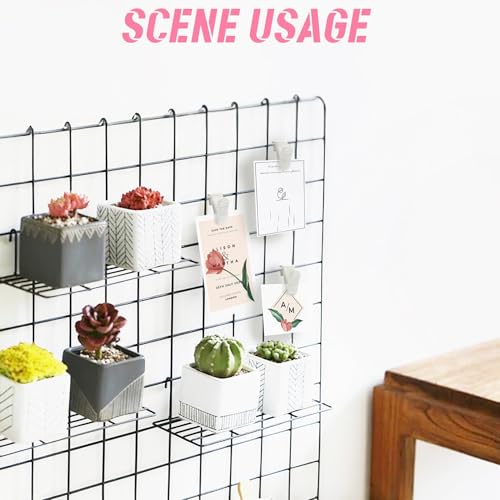 16Pcs Grid Wall Clips, Wire Grid Panel Hooks for Retail & Home, Small Plate Hangers, Drywall Clips, Gridwall Accessories (White)
