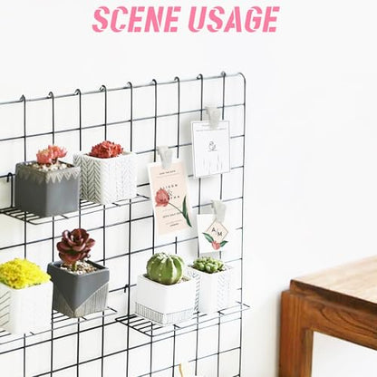 16Pcs Grid Wall Clips, Wire Grid Panel Hooks for Retail & Home, Small Plate Hangers, Drywall Clips, Gridwall Accessories (White)