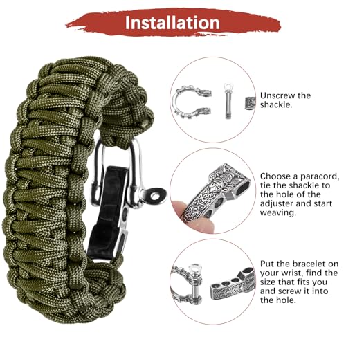 Paracord Bracelet Shackle Buckle [10PCS] - Adjustable Metal Pattern Bow Shackle Use for Survival Bracelets Belt & Outdoor Rope - [Silver-Flat Head] Screw Pin Anchor Buckles