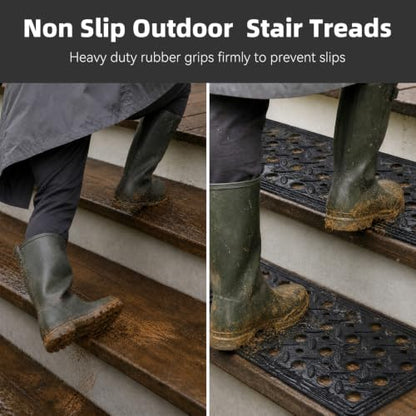 PADOOR Rubber Stair Treads Outdoor Heavy-Duty Non-Slip 30"x10" 5 Pack Black - size: 10"x30"