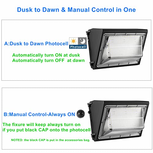 4PACK Dusk to Dawn 150W LED Wall Pack Light Fixture, 19500LM 800-1000W HPS/HID Equivalent, 5000K Daylight Commerical/Industrial Outdoor Security Lighting, ETL for Parking Lot,Warehouse,Entrance - size: 150W