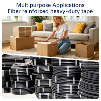 Filament Strapping Tape 2" x 35Yd 2 Rolls Fiberglass Reinforced - size: 2 Rolls 2 In x 35 Yd