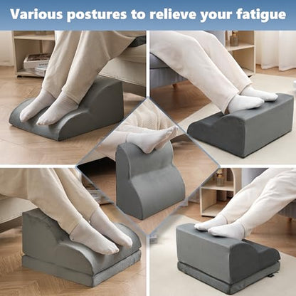 Foot Rest Under Desk for Office, Ergonomic Adjustable Footrest with Washable Cover, Soft Desk Foot Stool for Home Office, Work, Gaming, Long Sitting, Gray - color: Gray