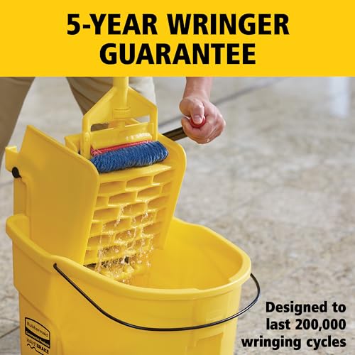 Rubbermaid Commercial Products WaveBrake 35QT Side-Press Mop Bucket, Yellow - size: 35 Qt.