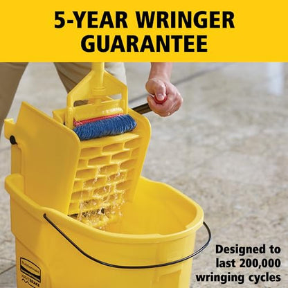 Rubbermaid Commercial Products WaveBrake 35QT Side-Press Mop Bucket, Yellow - size: 35 Qt.