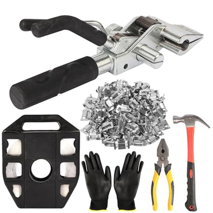 304 Stainless Steel Packaging Packing Machine Kit 3/4" x 100 ft Banding Coil, 100pcs Ear Lokt Buckles, 1pc Strapping Tensioner, 1pc Hammer, 1pc Pliers and One Pair of Gloves Included by LOCXVE
