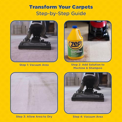 Zep All-Purpose Carpet Shampoo Concentrate Cleaner - 1 Gallon - ZUCEC128 - Professional Formula Removes Dirt and Stains (Pack of 2) - size: 128 Fl Oz (Pack of 2)