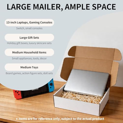Fishat 12" x 9" x 4" White Corrugated Cardboard Shipping Boxes Set of 25 - size: 12" x 9" x 4"