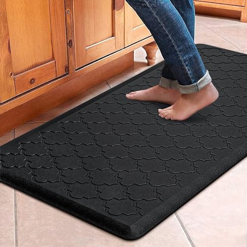 WISELIFE Kitchen Mat Cushioned Anti Fatigue Floor Mat, 17.3"x39", Black - color: Black, size: 1'5" x 3'3" (Rectangular)