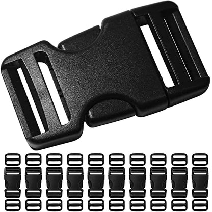 LASIGHT Buckles for 1 inch Wide Webbing Straps: Quick Side Release Buckle 10 set and Tri-Glide Slide 20 pcs Fit 1" Nylon Web Belt, Plastic Snap Fastener Clip Heavy Duty Replacement Dual Adjustable - size: 10 Set for 1 inch Webbing