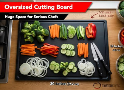 Extra Large 30x18 Black Cutting Board with Groove for Meat, Carving and BBQ - color: Black, size: 30"L x 18"W