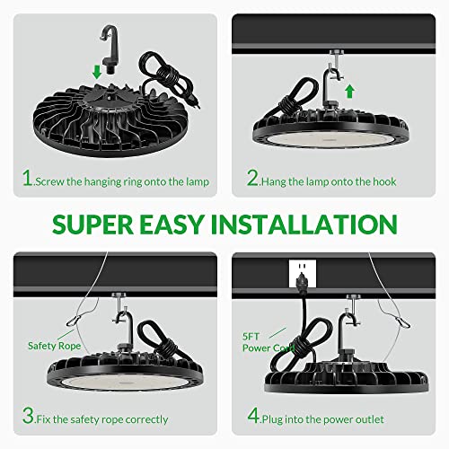 200W UFO LED High Bay Light 28000 LM 5000K w/US Plug 5ft Cable, Non-Dim - size: 200W 1PCS - Non Dim