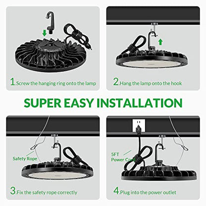 200W UFO LED High Bay Light 28000 LM 5000K w/US Plug 5ft Cable, Non-Dim - size: 200W 1PCS - Non Dim