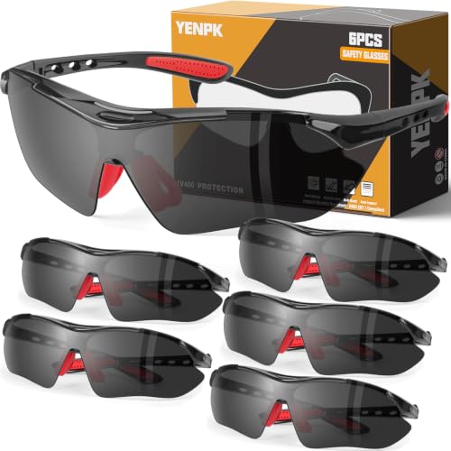 Safety Glasses for Work, ANSI Z87.1 and UV400 Eye Protection Glasses - color: 6pack-gray