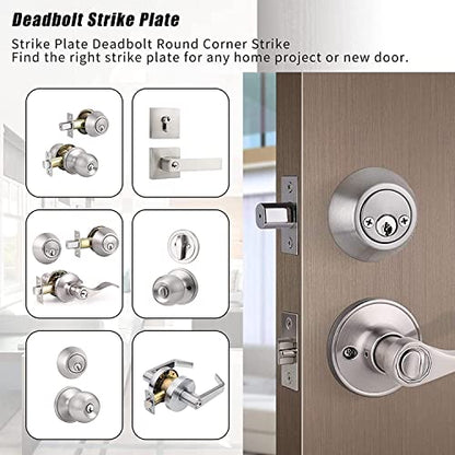 Deadbolt Strike Plate Door Backplate 1" x 2 1/4" Round Corner with Screws
