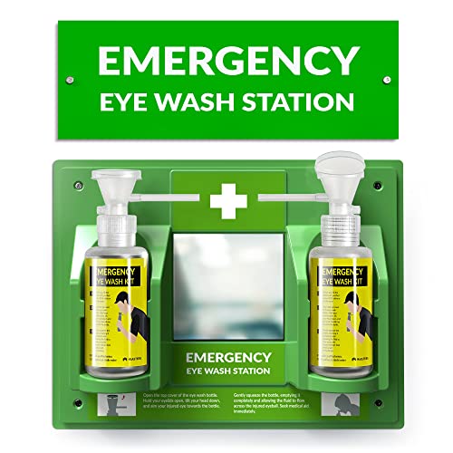 MAASTERS BPA Free Wall-Mounted Eye Wash Station with Sign - Set of 1 - size: Set of 1