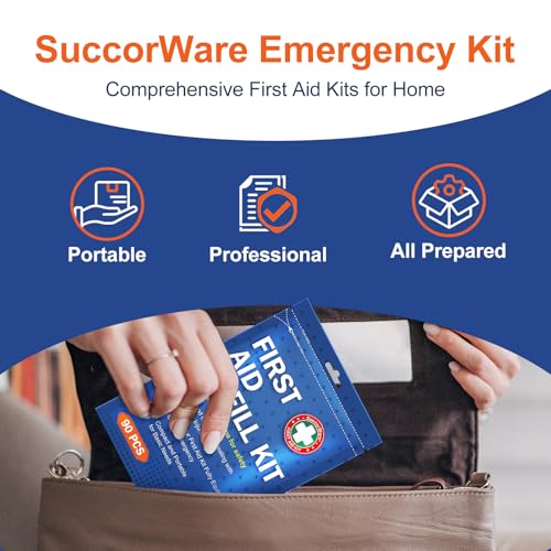SuccorWare 90 Pieces First Aid Refill Kit - Wound Care Kit Includes Bandages for Home, Travel, Hiking - Portable Replacement Kit for First Aid Medical Supplies（2 Set）