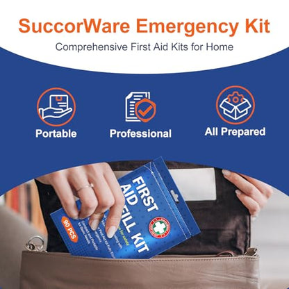 SuccorWare 90 Pieces First Aid Refill Kit - Wound Care Kit Includes Bandages for Home, Travel, Hiking - Portable Replacement Kit for First Aid Medical Supplies（2 Set）