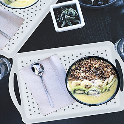 ECOIOU Non Slip Food Serving Tray with Handles, White - color: White
