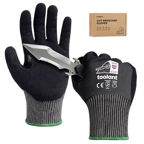 toolant ComfyCut A6 Cut Resistant Work Gloves, ANSI & EN388 Industrial Protection with Comfort, Fiberglass-Free, Touchscreen, Flexible Grip for Metal Fabrication, Manufacturing, Construction, XX-Large - color: Black, size: XX-Large