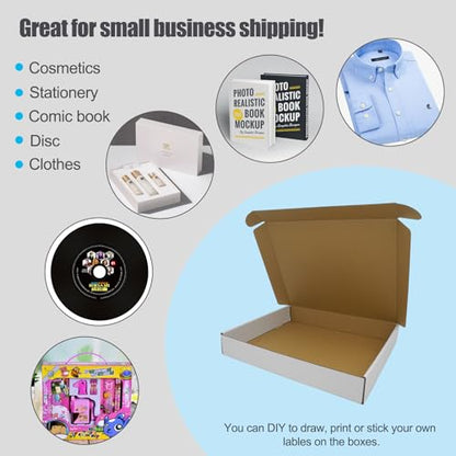 13x11x2" Shipping Box, White Packaging Flat Mailing Corrugated Cardboard Boxes Mailers for Business Lightweight Cute Literature Mailer, 25 Pack - size: 13"x11"x2", style: 25 Pack - White