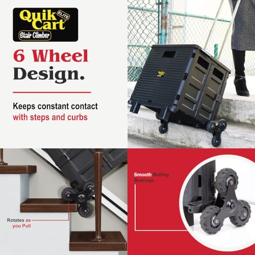 dbest Products Quik Cart Elite Stair Climber Rolling Crate - Black - color: Black, style: Elite Stair Climber