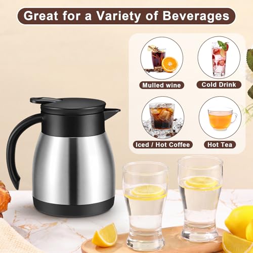 Norme 2 Pcs Thermal Coffee Carafe Creamer, Black, Silver, 17 oz - color: Black, Silver, size: 17 oz